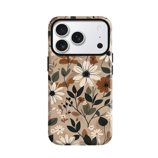 Ehreus Fall Floral Magnetic iPhone Case – Brown Botanical Print