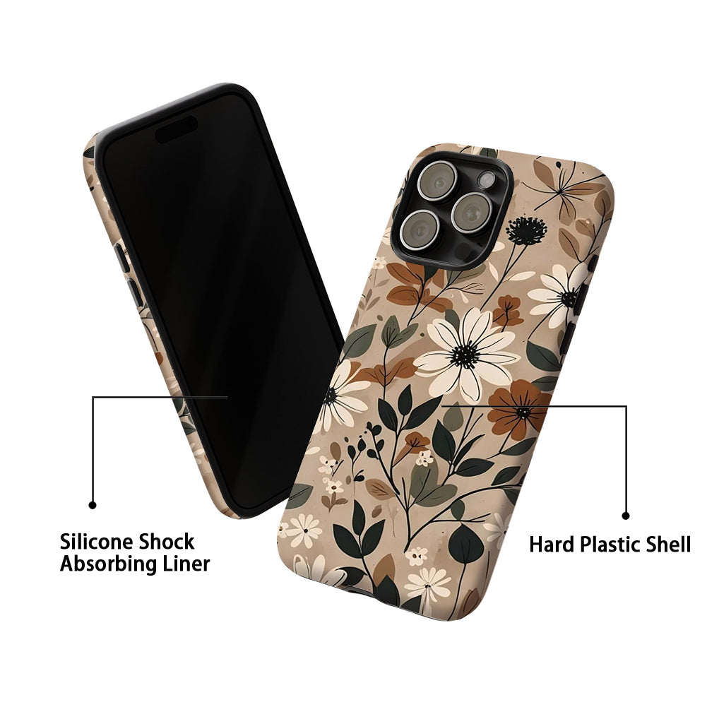 Ehreus Fall Floral Magnetic iPhone Case – Brown Botanical Print