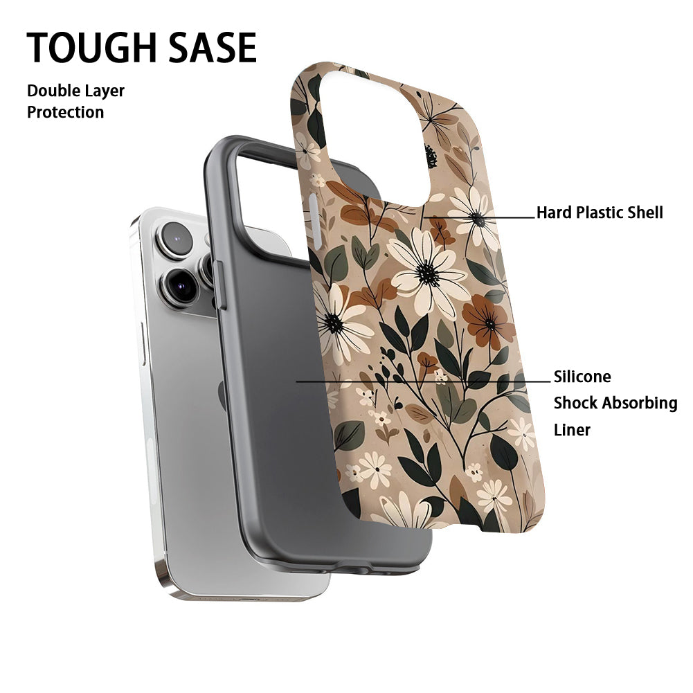 Ehreus Fall Floral Magnetic iPhone Case – Brown Botanical Print