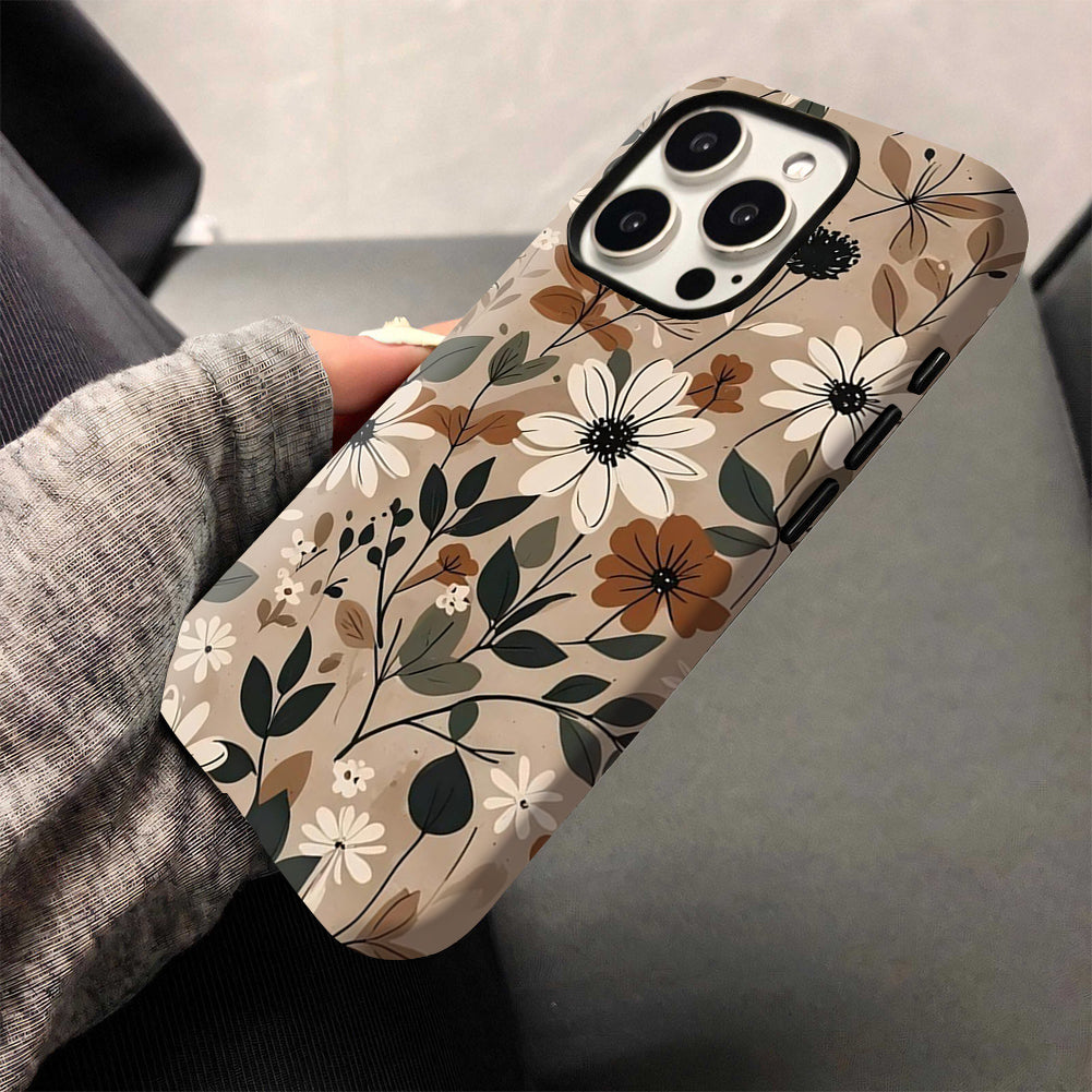 Ehreus Fall Floral Magnetic iPhone Case – Brown Botanical Print