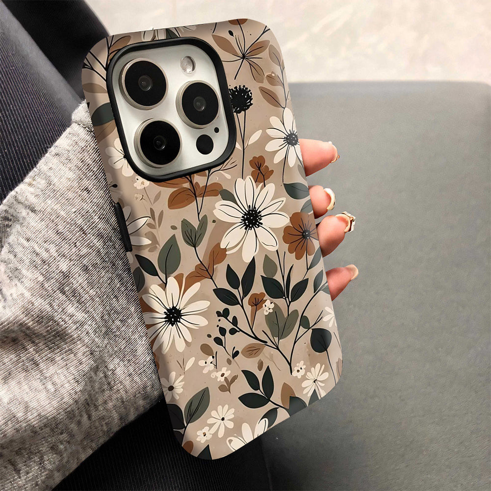 Ehreus Fall Floral Magnetic iPhone Case – Brown Botanical Print