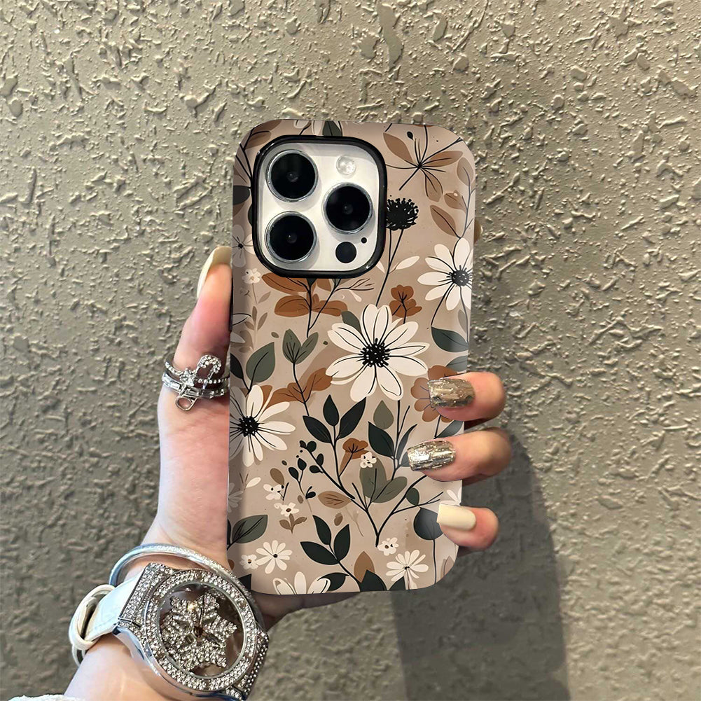Ehreus Fall Floral Magnetic iPhone Case – Brown Botanical Print
