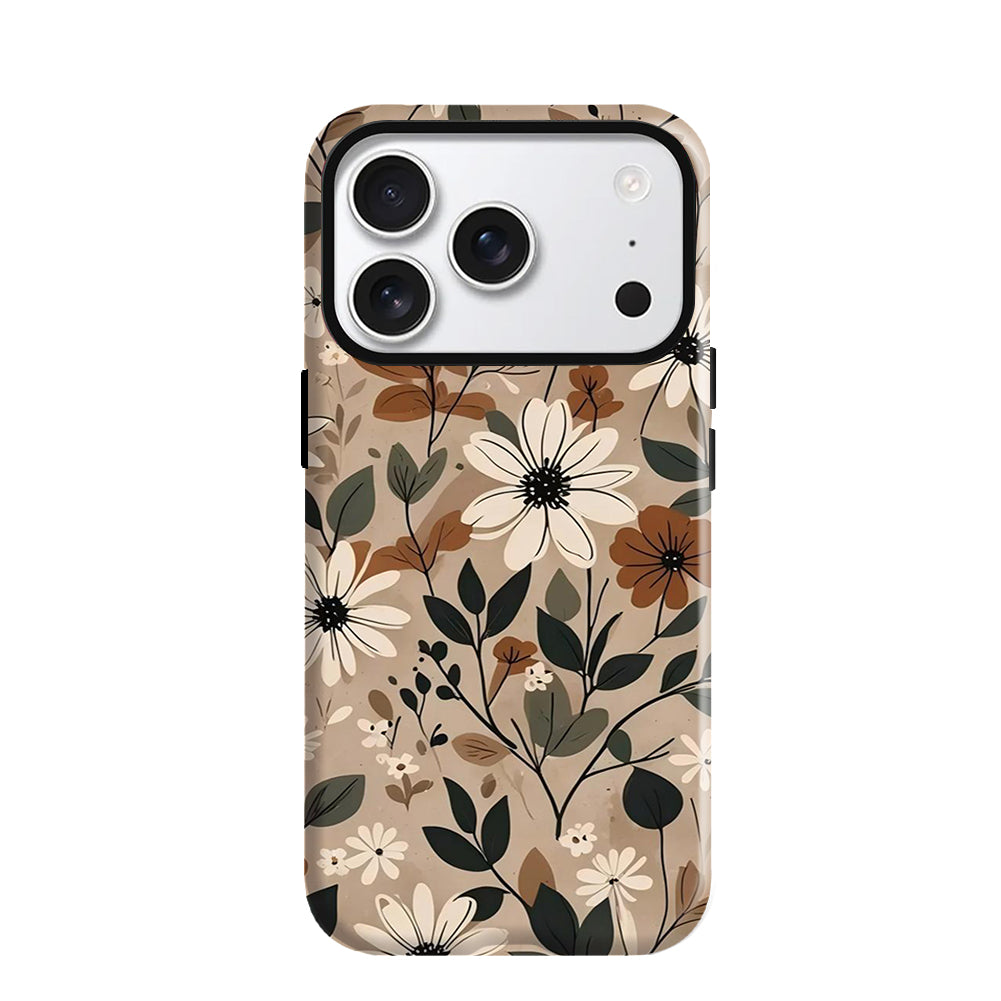 Ehreus Fall Floral Magnetic iPhone Case – Brown Botanical Print
