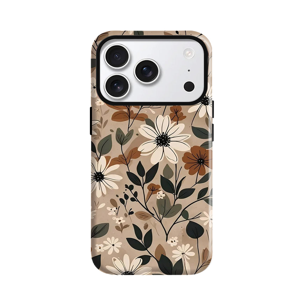 Ehreus Fall Floral Magnetic iPhone Case – Brown Botanical Print