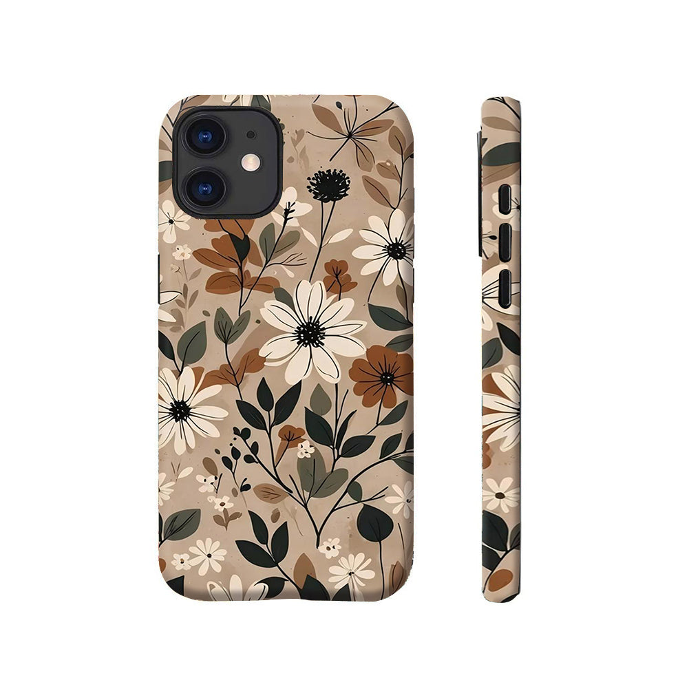 Ehreus Fall Floral Magnetic iPhone Case – Brown Botanical Print