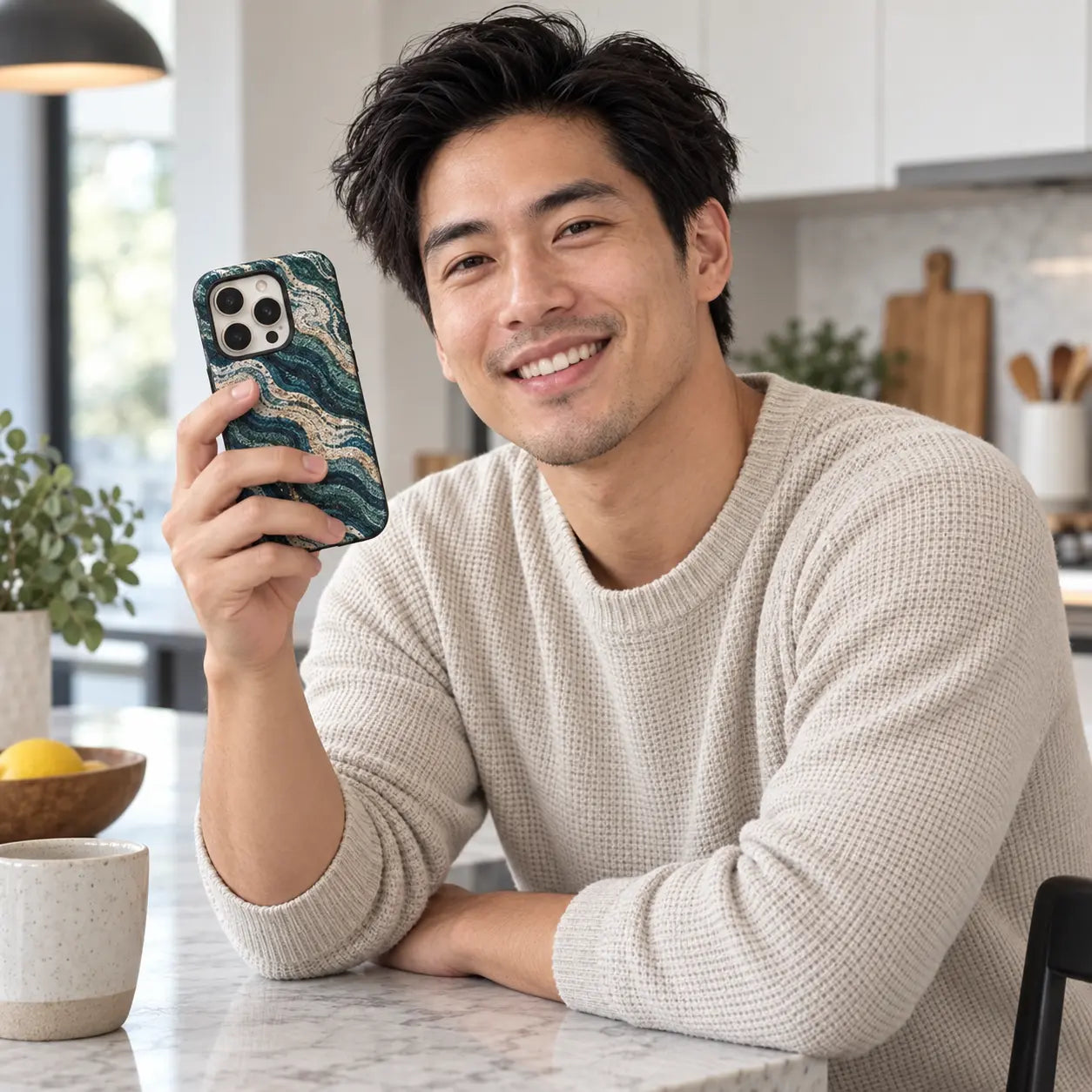 Man holding a patterned Full-Wrap phone case